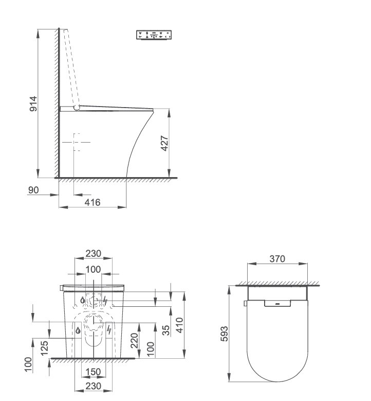 Bản Vẽ Bồn Cầu Thông Minh AXENT PRIMUS COLLECTION E381-0231-T1