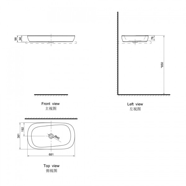 Bản Vẽ Chậu Lavabo AXENT TODAY E L162-1101-T1