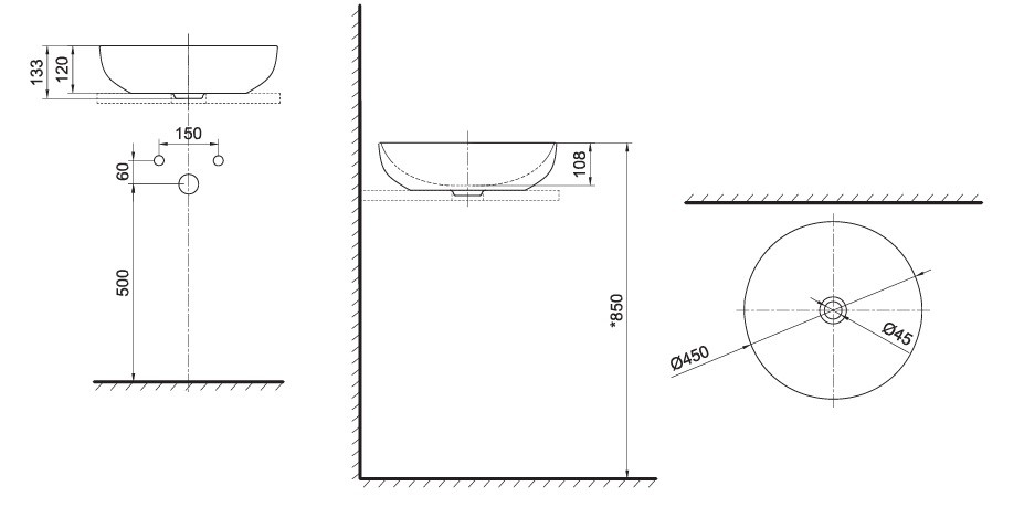 Bản Vẽ Chậu Lavabo AXENT ONE C L310-1101-T1