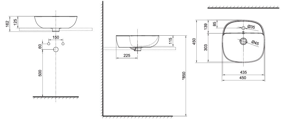 Bản Vẽ Chậu Lavabo AXENT ONE C L315-2101-T1