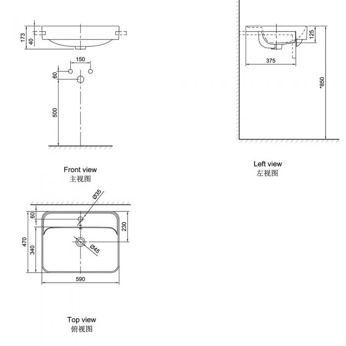 Bản Vẽ Chậu Lavabo AXENT GRAC L508-6101-T1