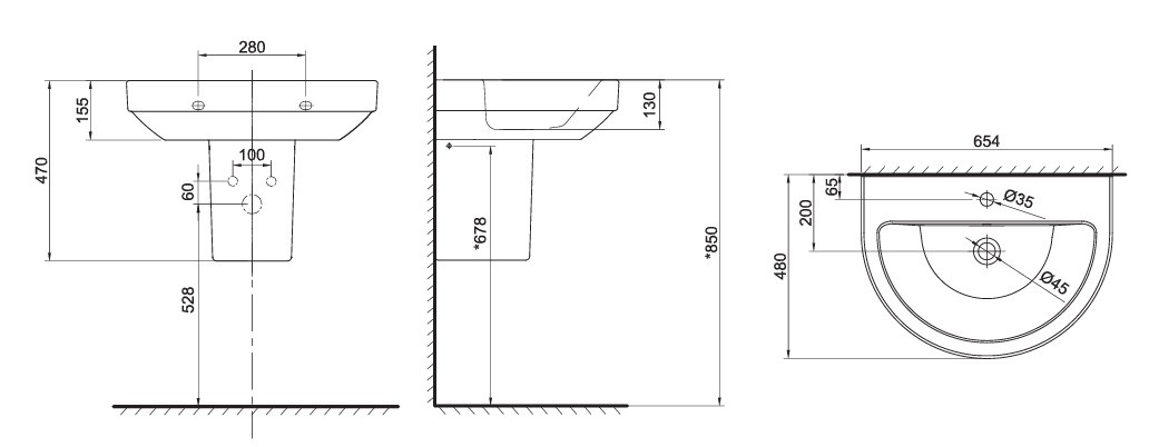 Bản Vẽ Chậu Lavabo AXENT DUNE L584-8101-T1