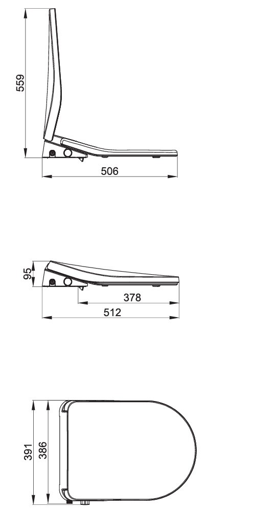 Bản Vẽ Nắp Bồn Cầu Điện Tử AXENT WDI E-Bidet SPE0-0070-T1