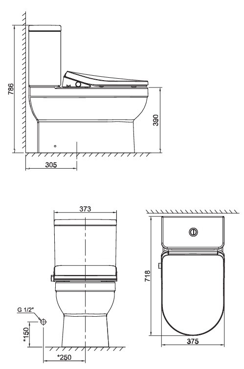 Bản Vẽ Bồn Cầu Hai Khối AXENT WDI+DUNE II SPE0-0121-S1