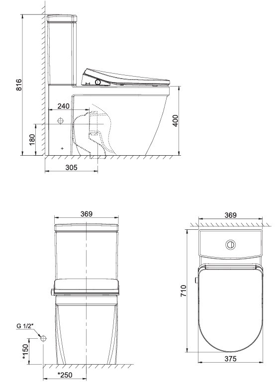 Bản Vẽ Bồn Cầu Thông Minh AXENT SPE0-0129-S1