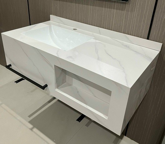 Bàn đá hộp đồng bộ chậu lavabo Full viền vô cực H01-1-50100