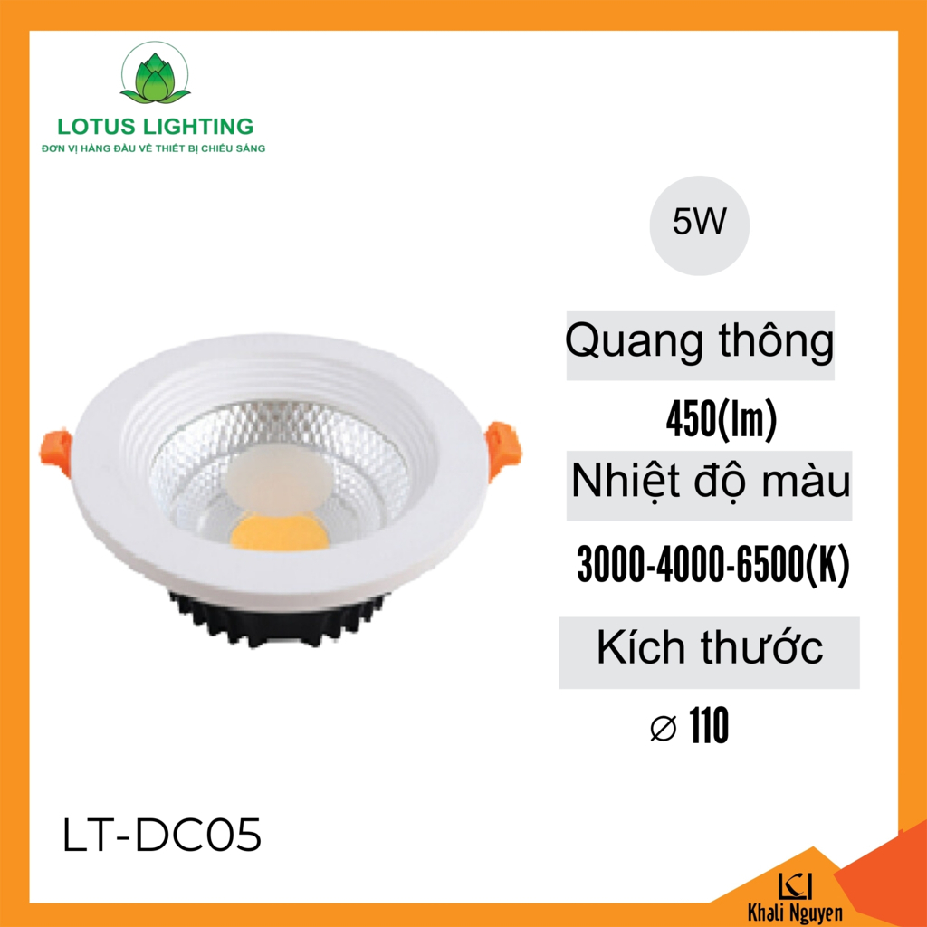 Đèn led âm trần COB Plus 5W Lotus Lighting LT-DC05