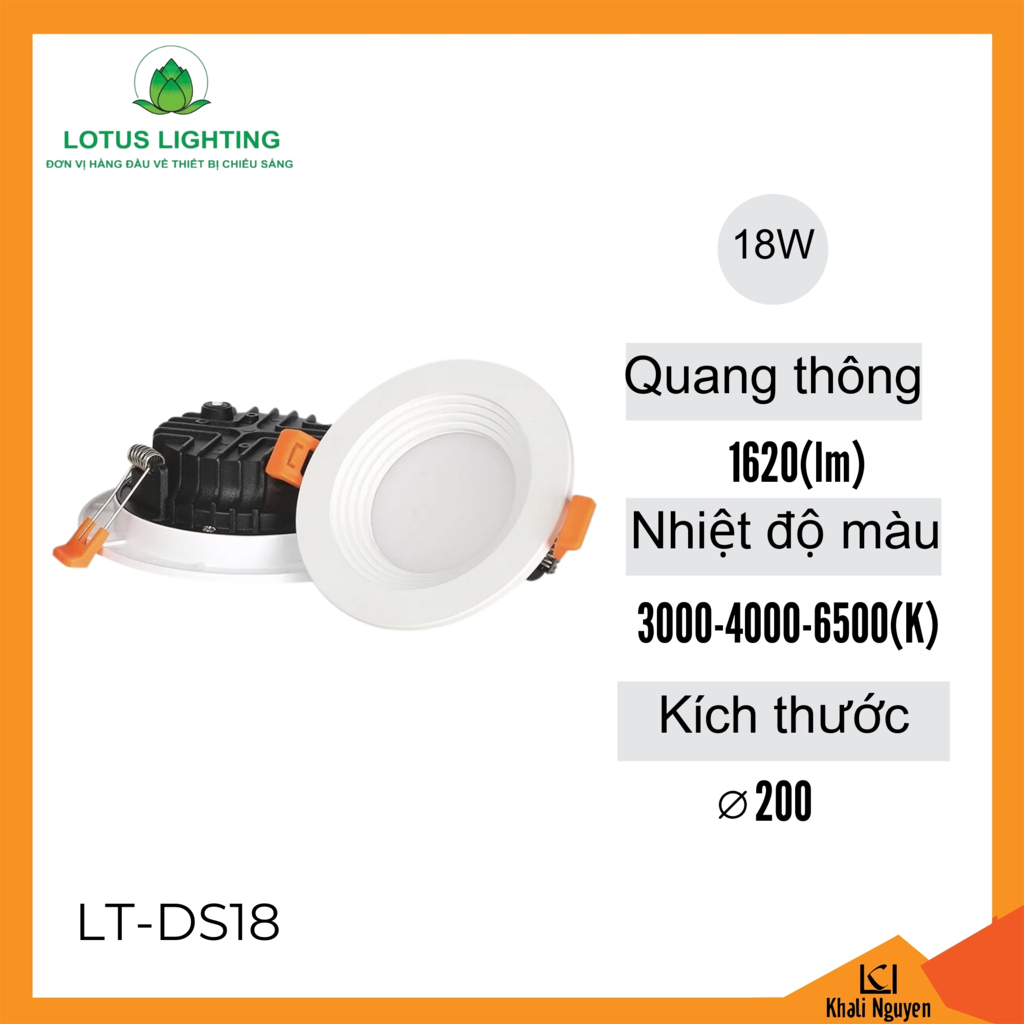 Đèn led âm trần SMD Plus 18W Lotus Lighting LT-DS18