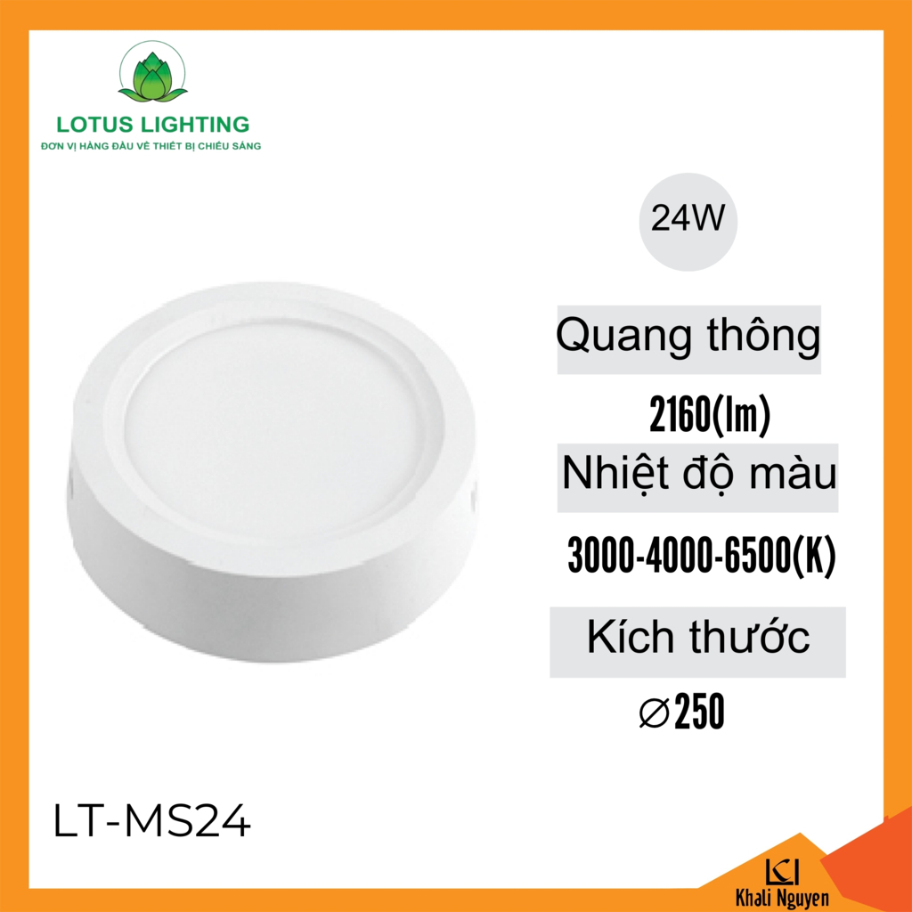 Đèn led ốp nổi tròn SMD Plus 12W Lotus Lighting LT-MS24