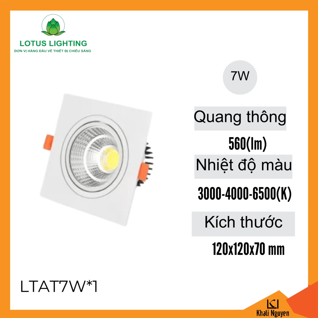 Đèn led âm trần đơn 7W Lotus Lighting LTAT7W*1