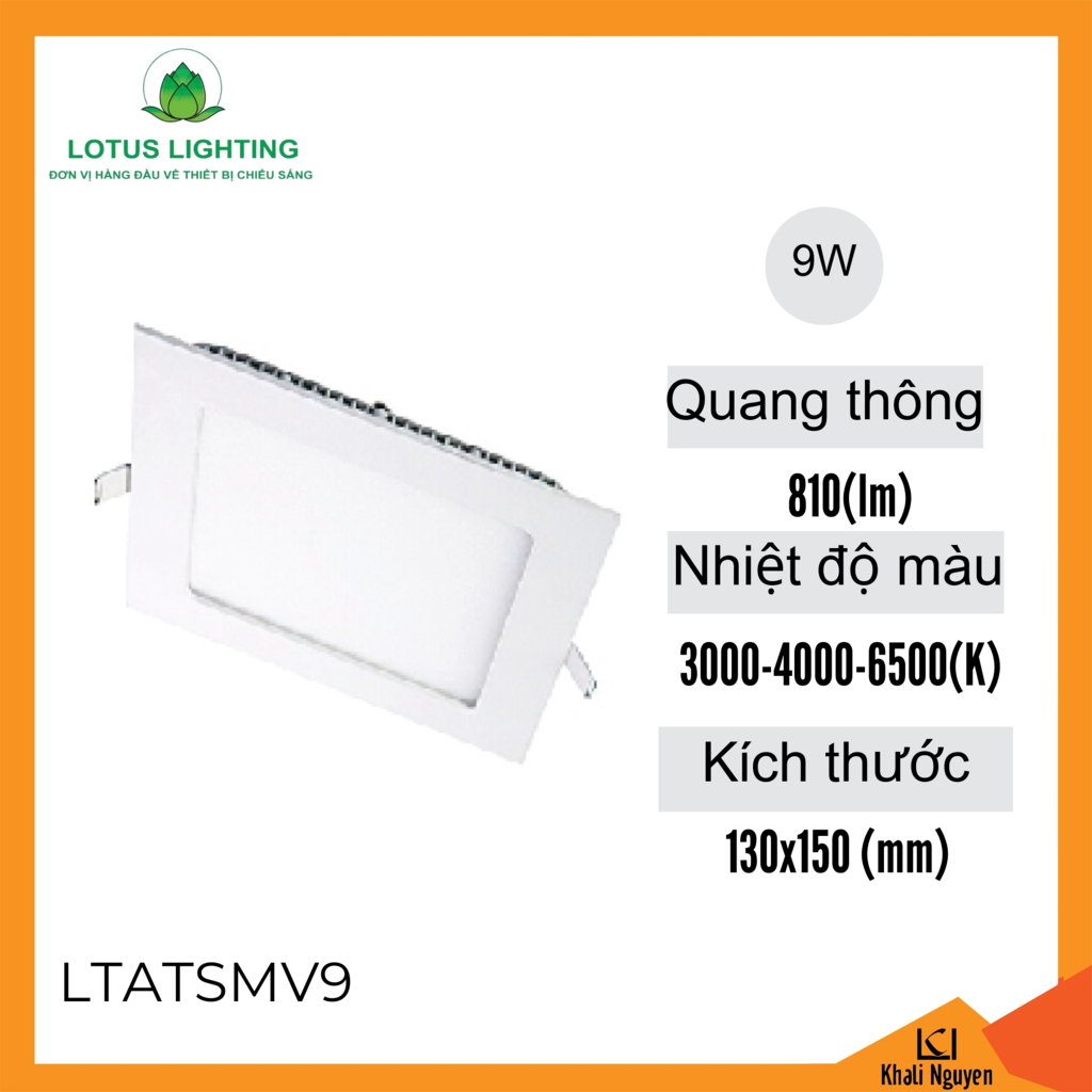 Đèn led âm trần siêu mỏng vuông 9W Lotus Lighting LTATSMV9