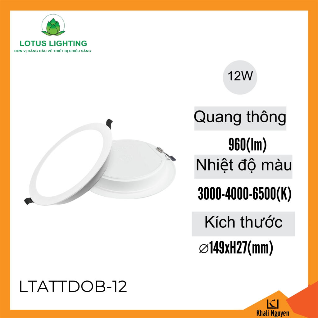 Đèn led âm trần DOB tròn 12W Lotus Lighting LTATTDOB-12