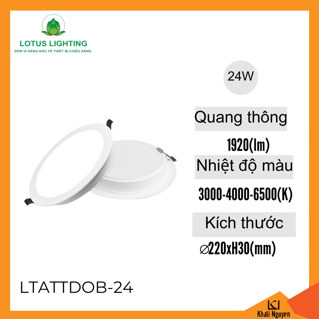 Đèn led âm trần DOB tròn 24W Lotus Lighting LTATTDOB-24