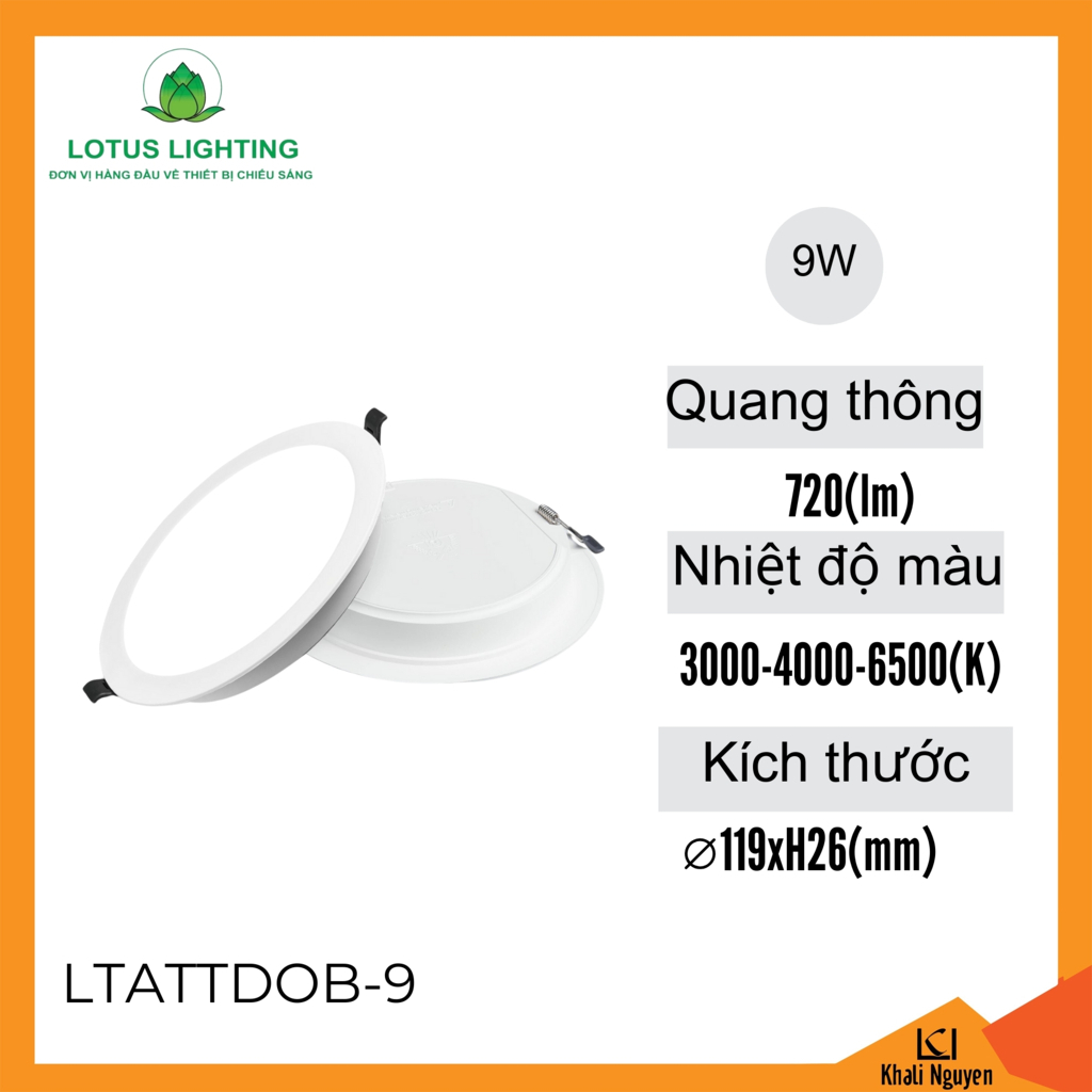 Đèn led âm trần DOB tròn 9W Lotus Lighting LTATTDOB-9