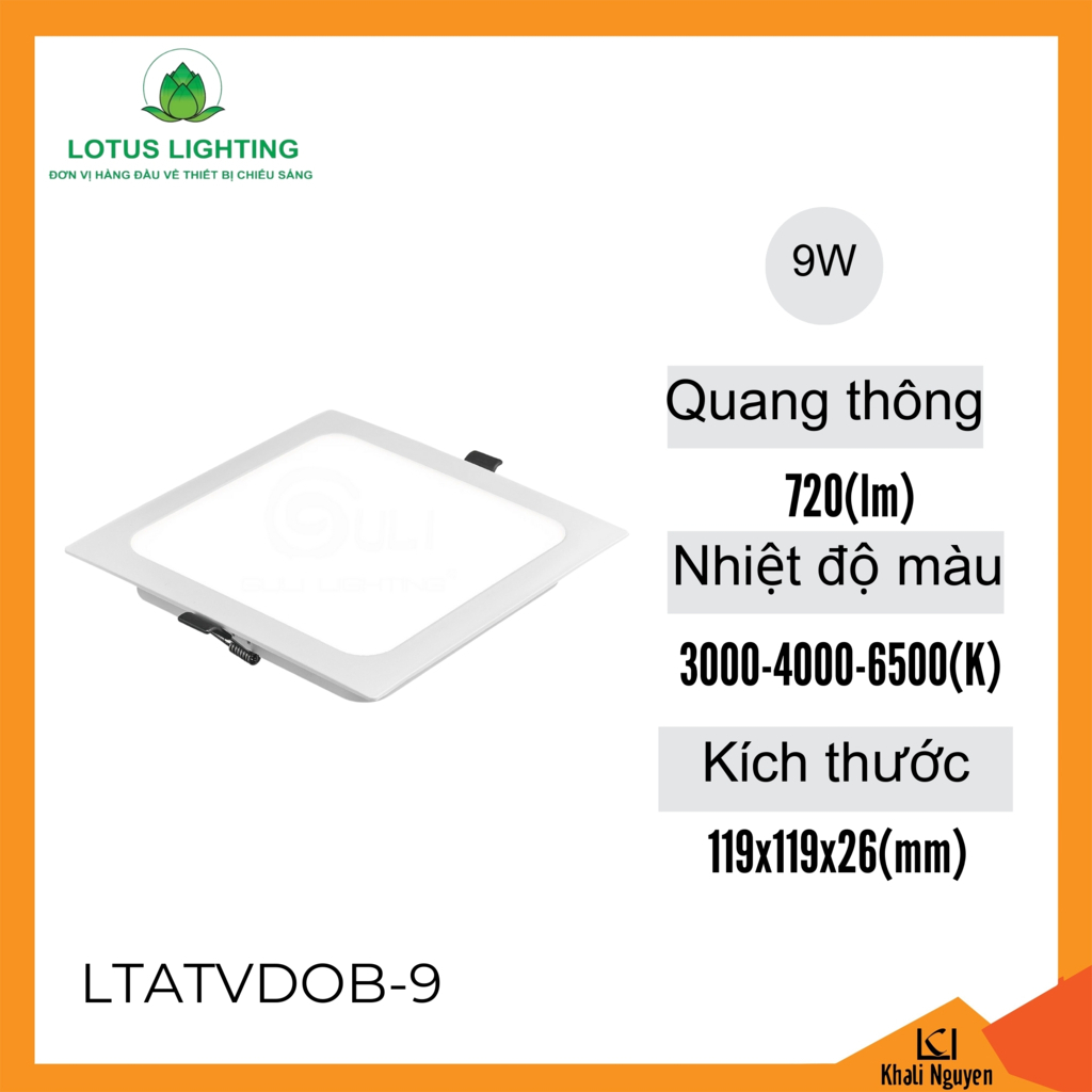 Đèn led âm trần DOB vuông 9W Lotus Lighting LTATVDOB-9