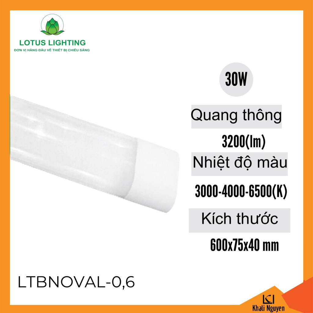 Đèn tuýp led bán nguyệt oval 75mm 30W Lotus Lighting LTBNOVAL-0,6