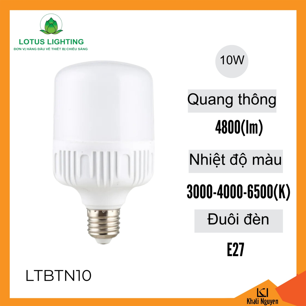 Đèn bulb trụ nhựa Lotus Lighting 10W LTBTN10