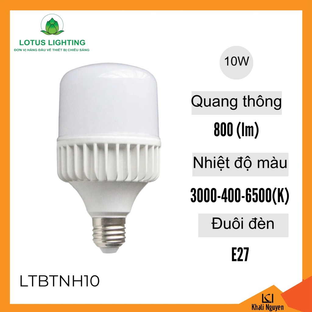 Đèn bulb trụ nhôm Lotus Lighting 10W LTBTNH10