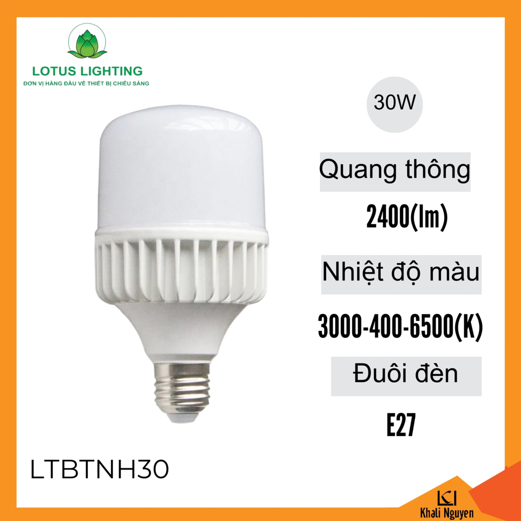 Đèn bulb trụ nhôm Lotus Lighting 30W LTBTNH30