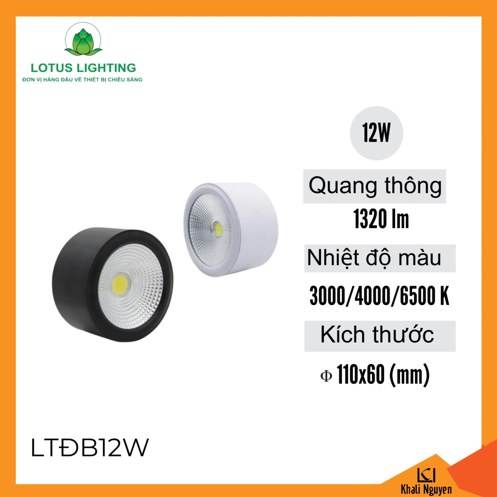 Đèn ống bơ 12W Lotus Lighting LTĐB12W (3 màu)