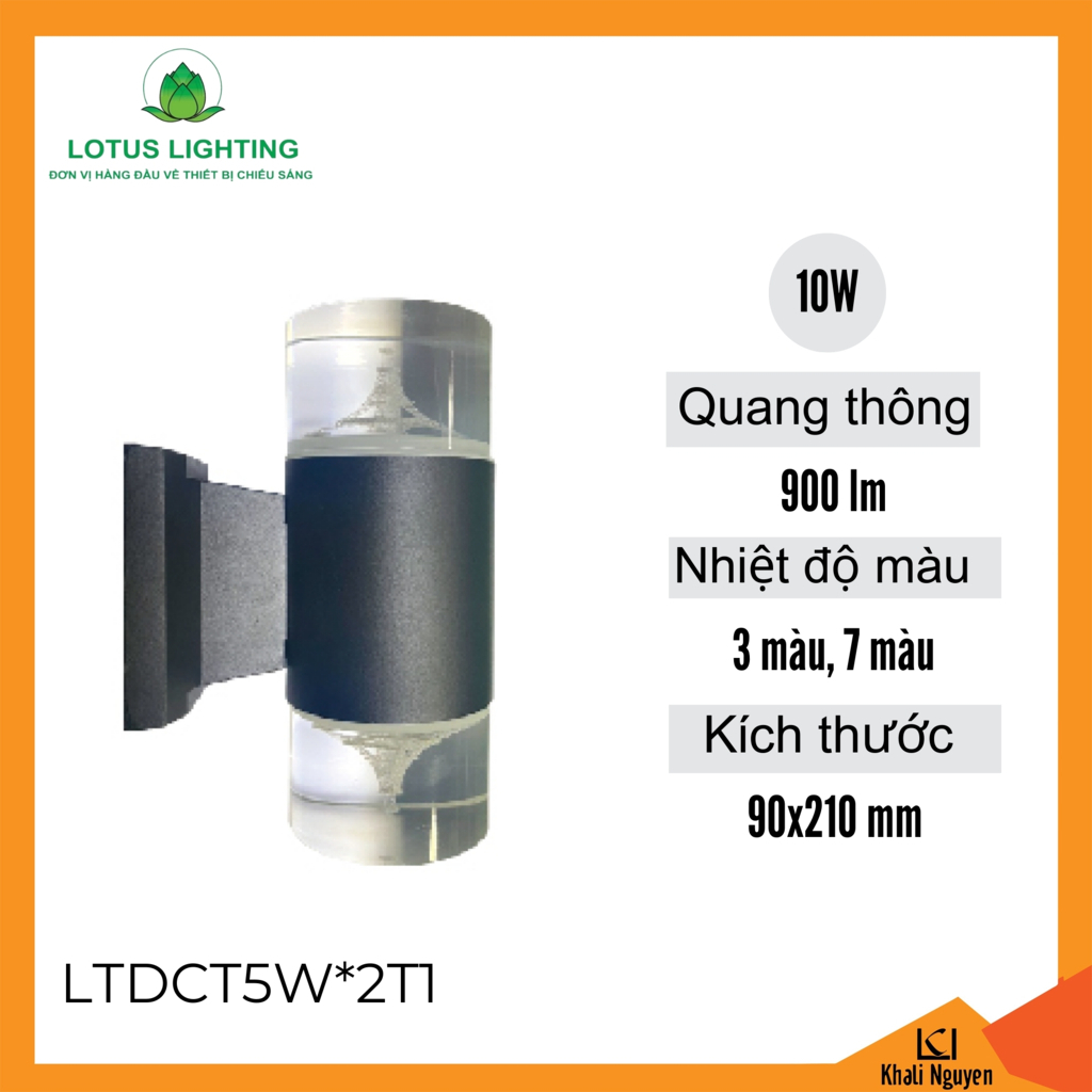 Đèn hắt tường 10W Lotus Lighting LTDCT5W*2T1