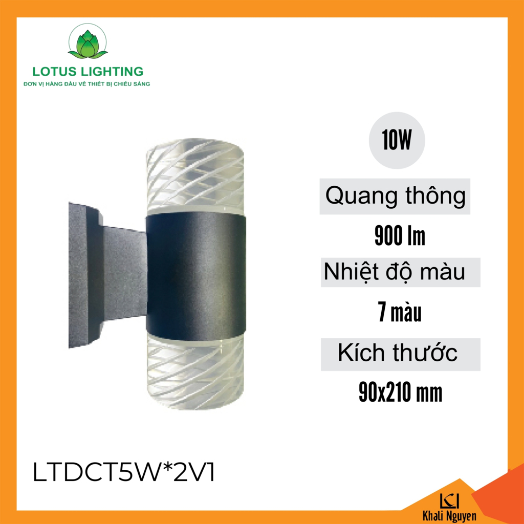 Đèn cầu thang 10W Lotus Lighting LTDCT5W*2V1