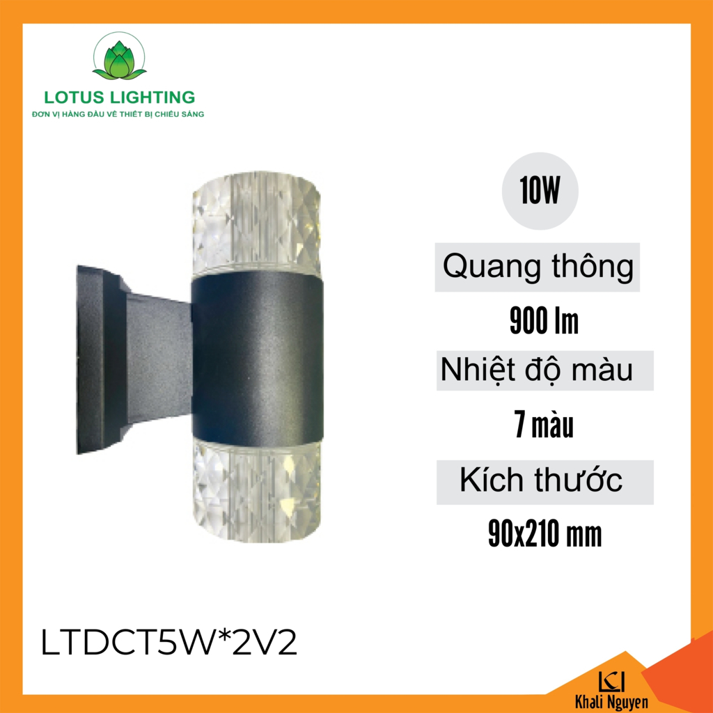 Đèn cầu thang 10W Lotus Lighting LTDCT5W*2V2