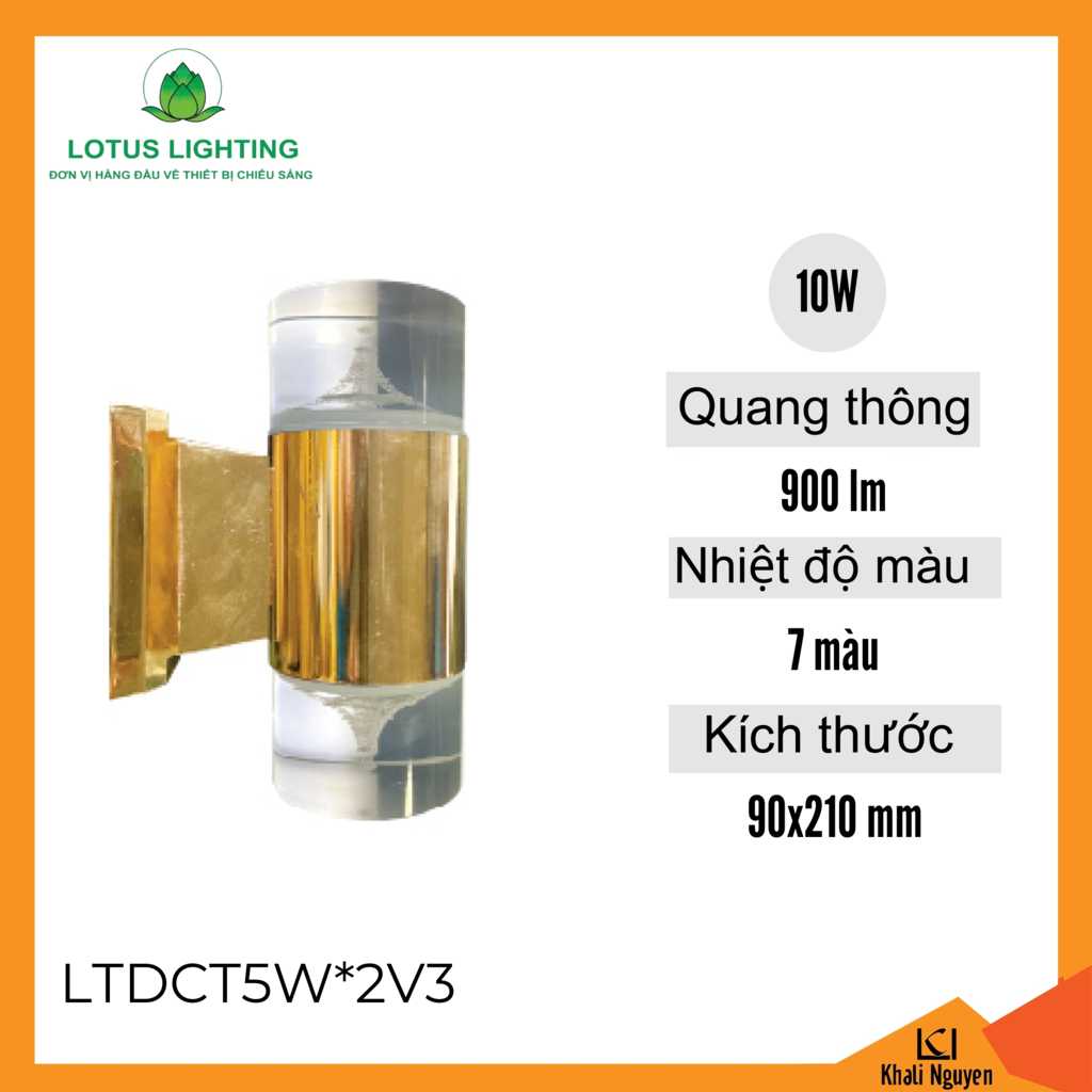 Đèn cầu thang 10W Lotus Lighting LTDCT5W*2V3