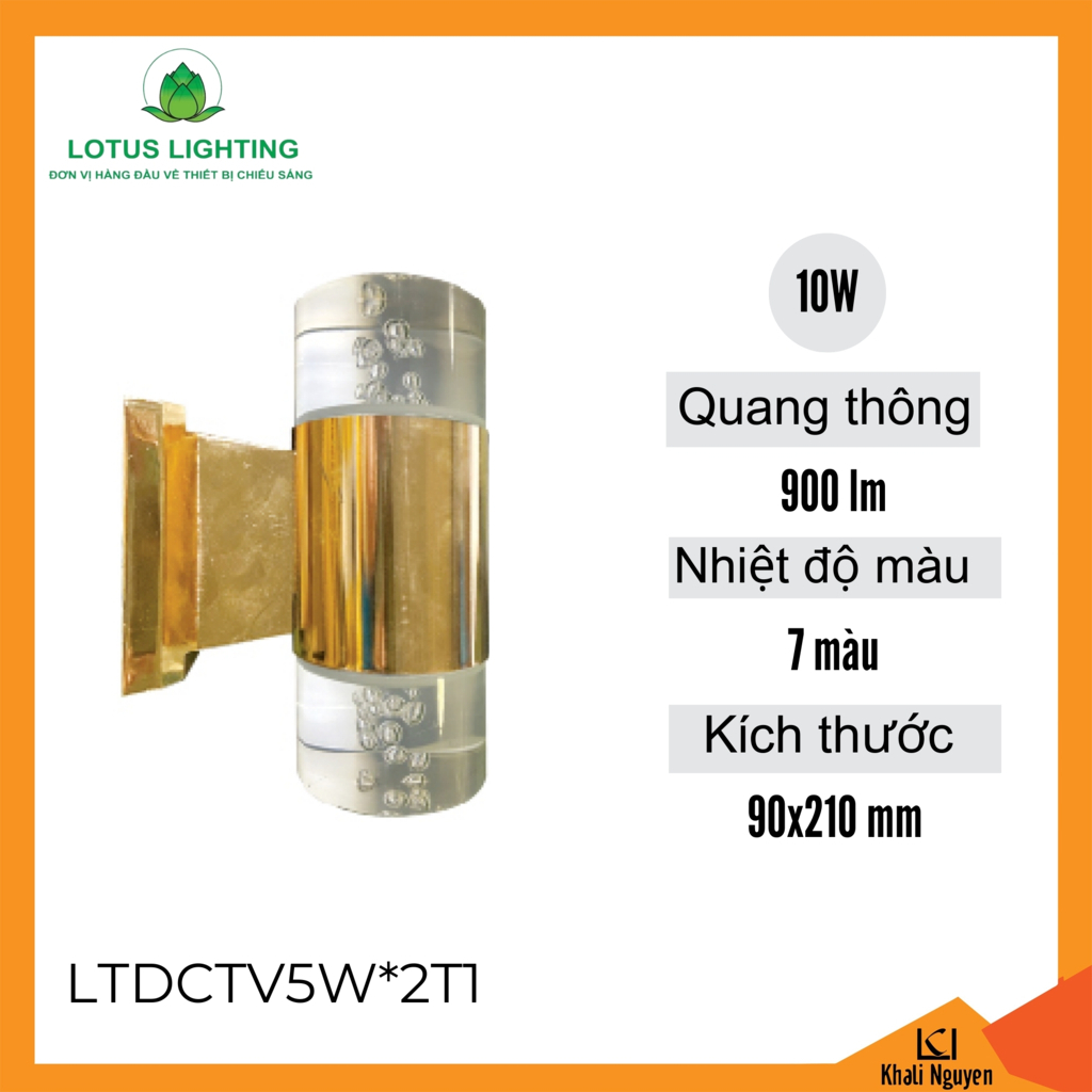 Đèn cầu thang 10W Lotus Lighting LTDCTV5W*2T1