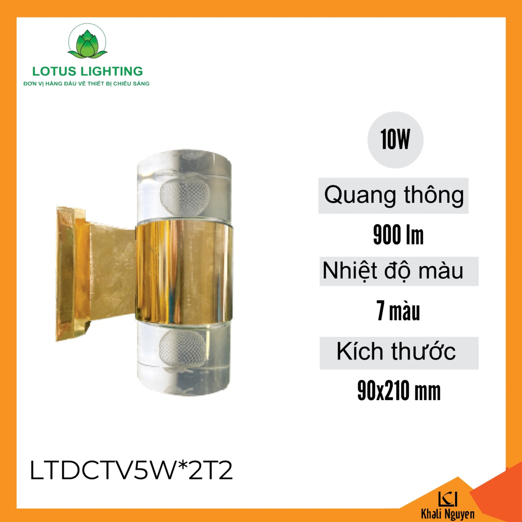 Đèn cầu thang 10W Lotus Lighting LTDCTV5W*2T2