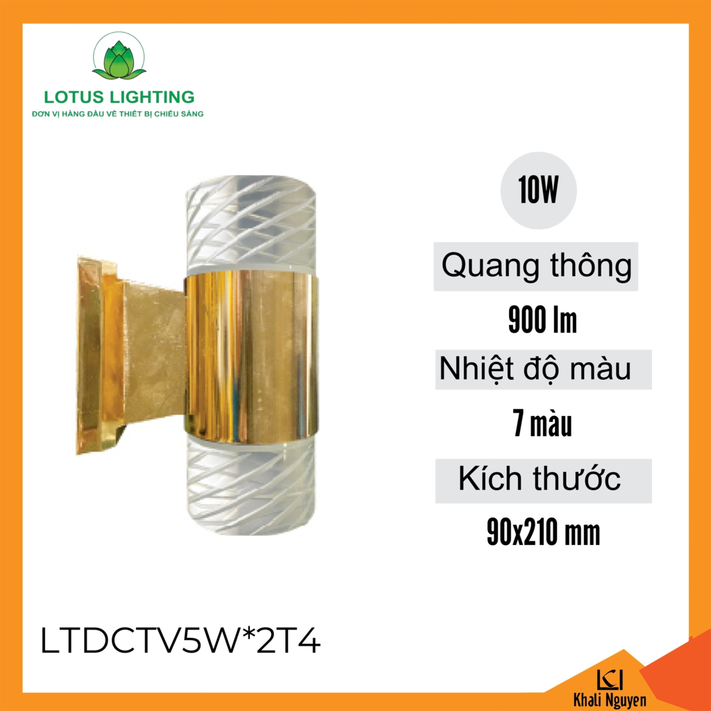 Đèn cầu thang 10W Lotus Lighting LTDCTV5W*2T4