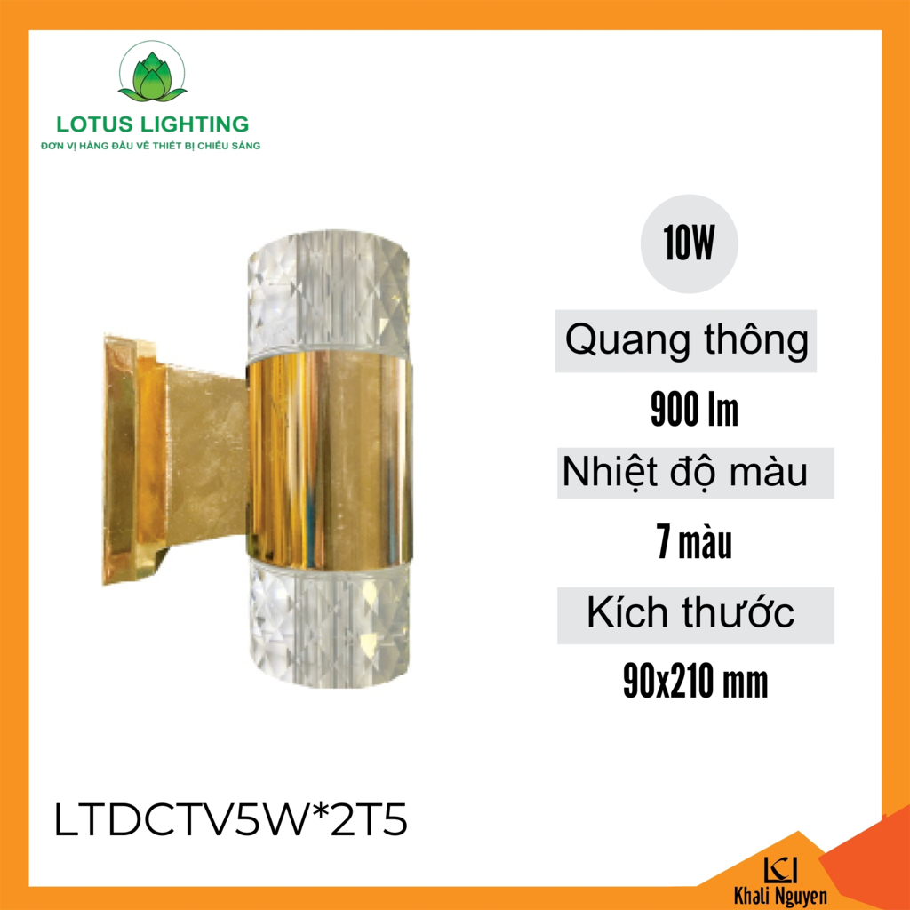 Đèn cầu thang 10W Lotus Lighting LTDCTV5W*2T5