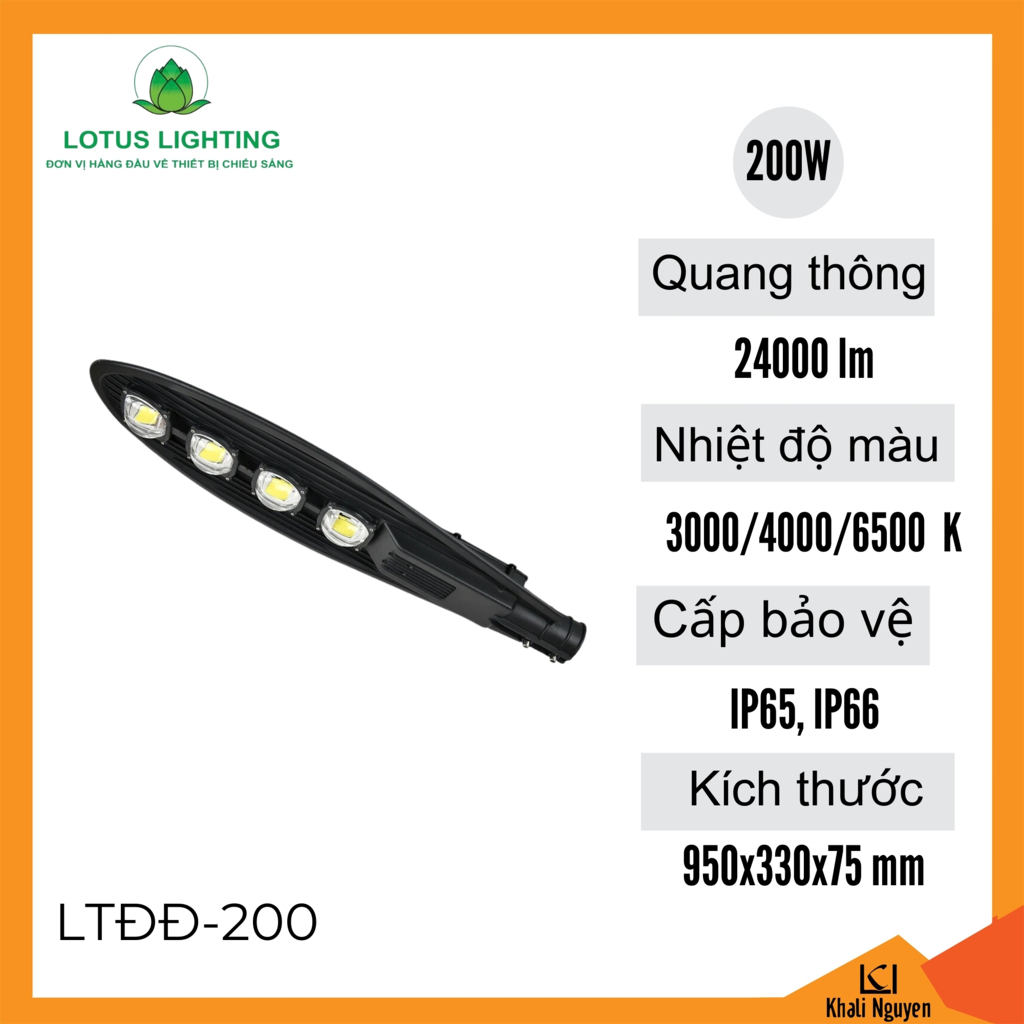 Đèn đường lá công 200W Lotus Lighting LTĐĐ-200