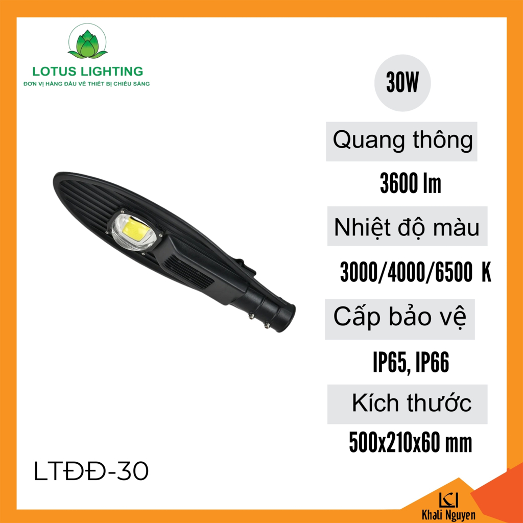 Đèn đường lá công 30W Lotus Lighting LTĐĐ-30