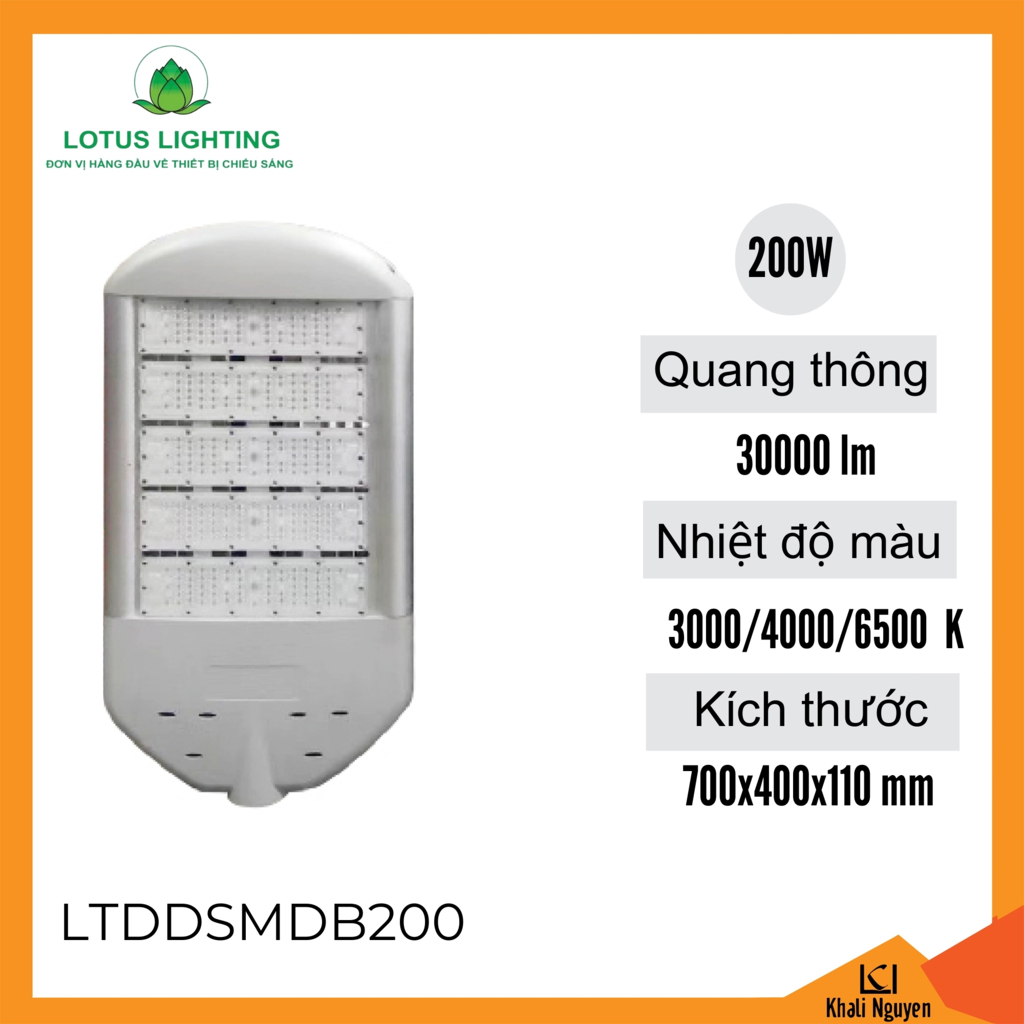 Đèn đường B 200W Lotus Lighting LTDDSMDB200