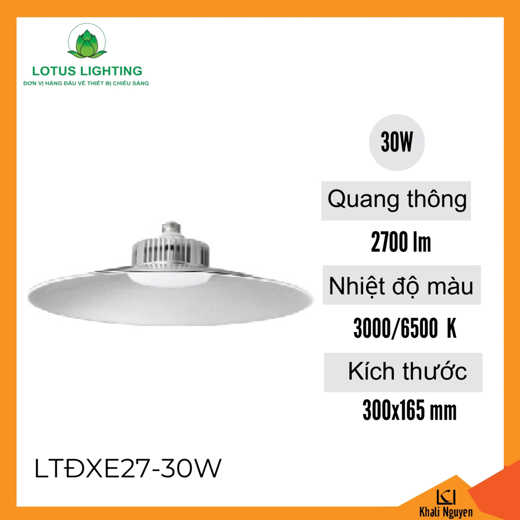 Đèn nhà xưởng đuôi E27 30W Lotus Lighting LTĐXE27-30W