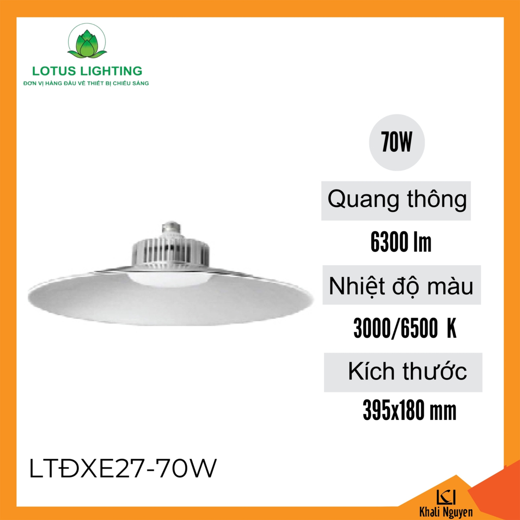 Đèn nhà xưởng đuôi E27 70W Lotus Lighting LTĐXE27-70W