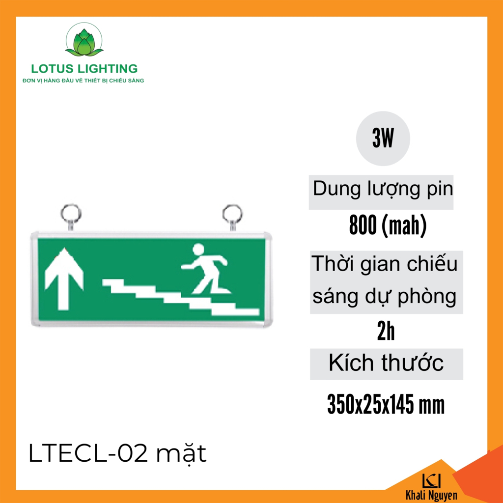 Đèn exit 3W Lotus Lighting LTECL-02 mặt