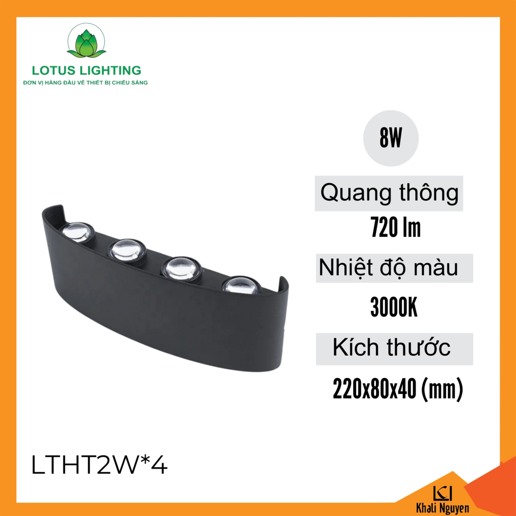 Đèn hắt tường 8W Lotus Lighting LTHT2W*4