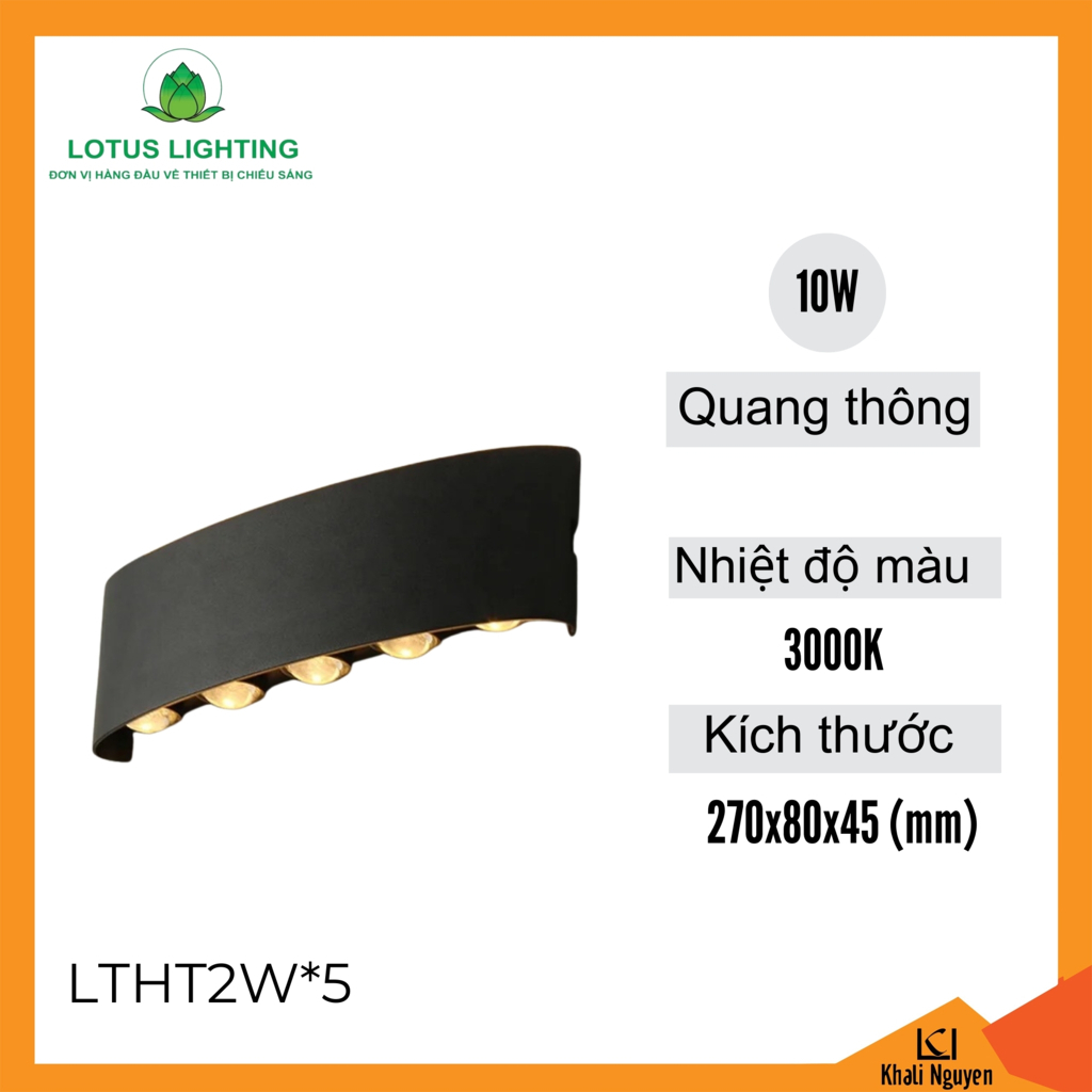 Đèn hắt tường 10W Lotus Lighting LTHT2W*5