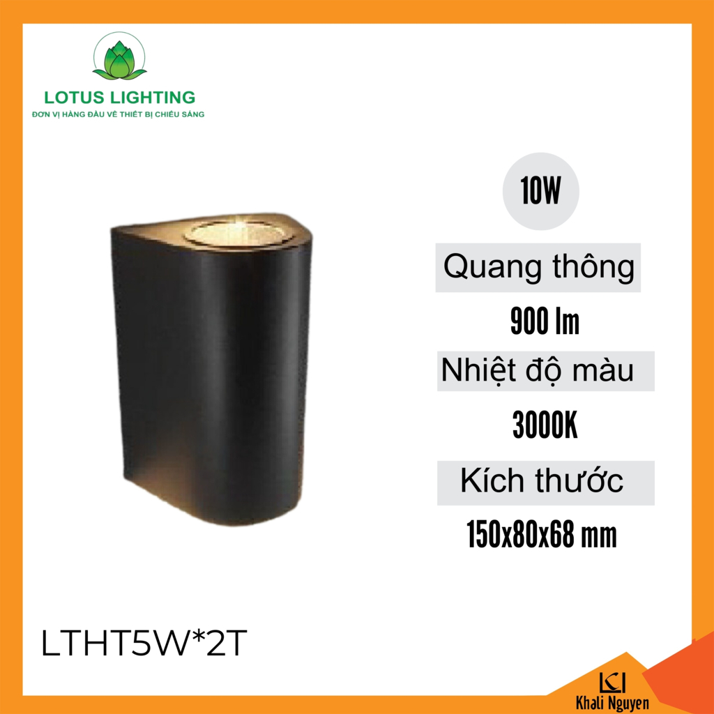 Đèn hắt tường 10W Lotus Lighting LTHT5W*2T