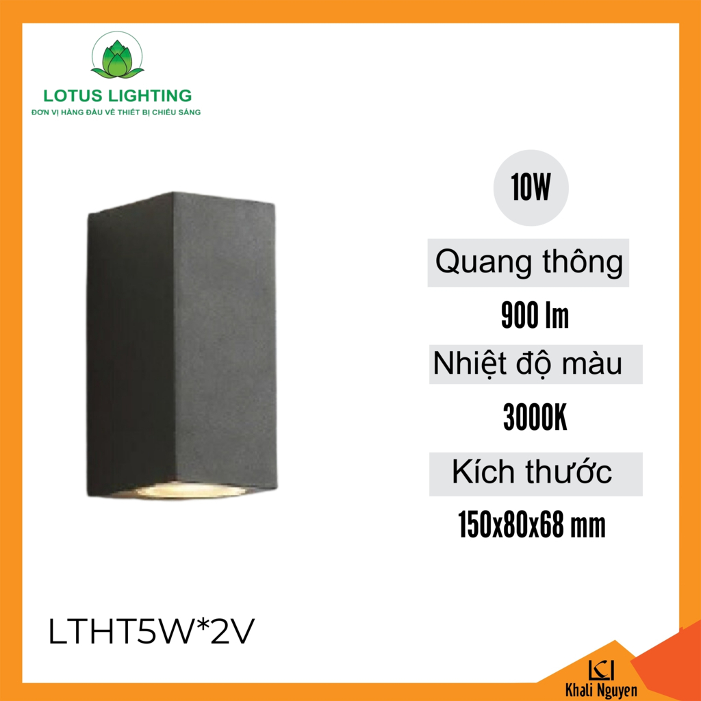 Đèn hắt tường 10W Lotus Lighting LTHT5W*2V