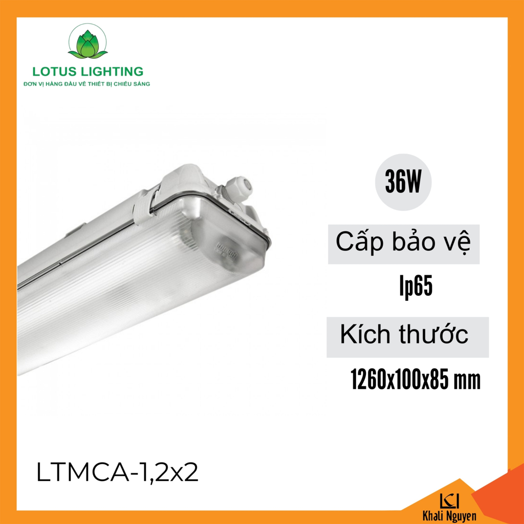 Máng chống ẩm đơn 1,2m 36W Lotus Lighting LTMCA-1,2x2