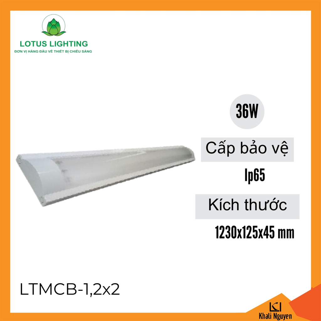 Máng tuýp chống bụi 36W Lotus Lighting LTMCB-1,2x2