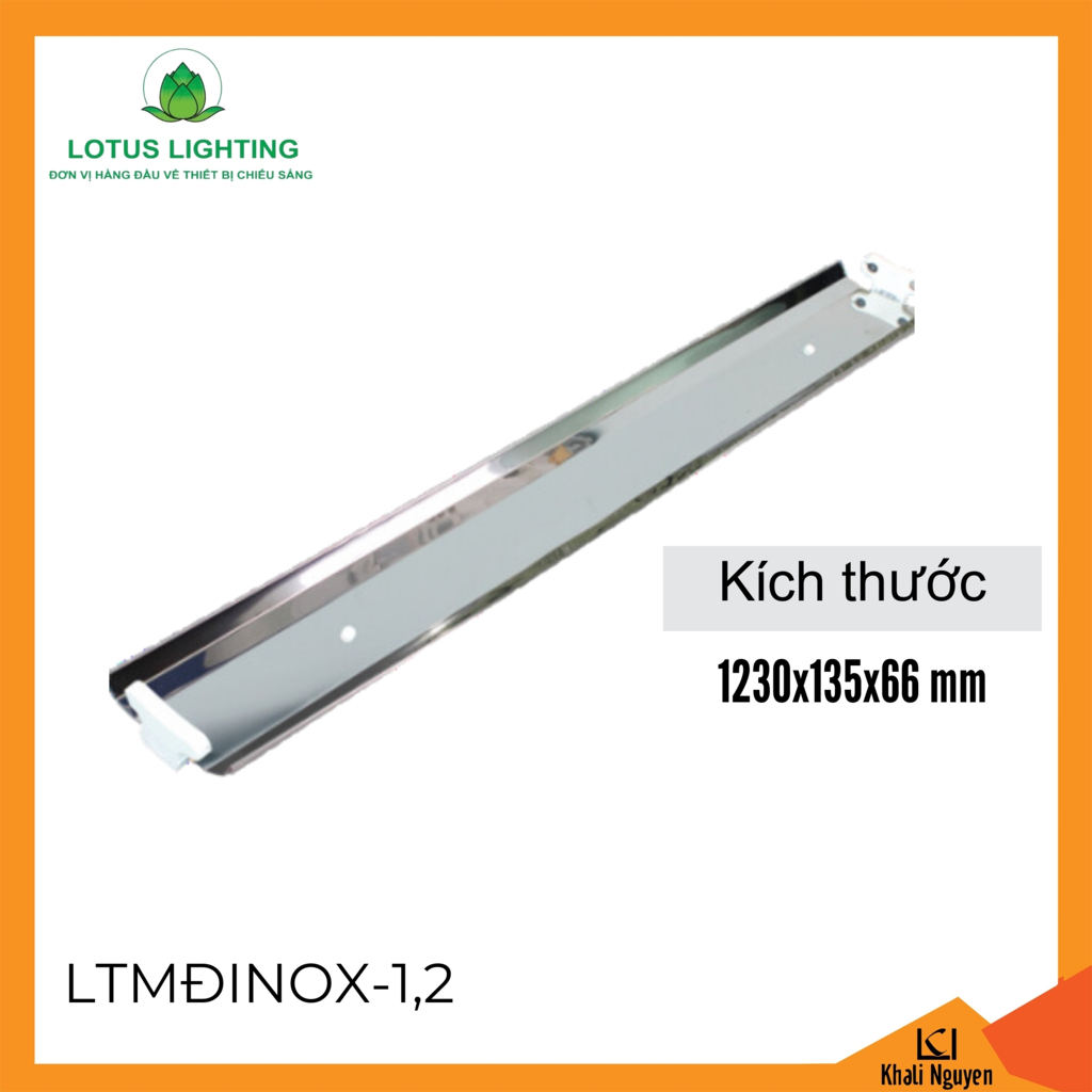 Máng đèn choá đơn inox 1,2m Lotus Lighting LTMĐINOX-1,2