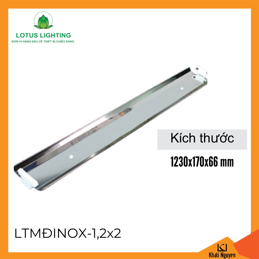 Máng đèn choá đôi inox 1,2m Lotus Lighting LTMĐINOX-1,2×2