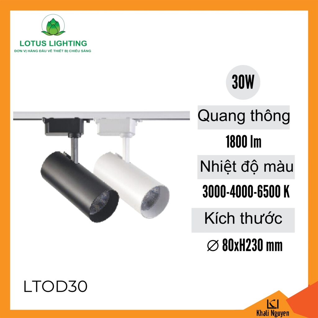 Đèn rọi ray ống dài 30W Lotus Lighting LTROD30