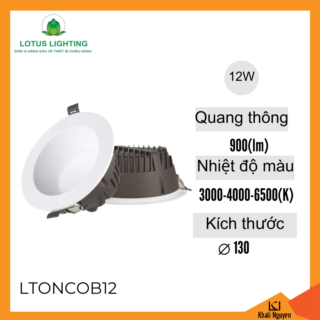 Đèn led ân trần chống lóa 12W Lotus Lighting LTONCOB12