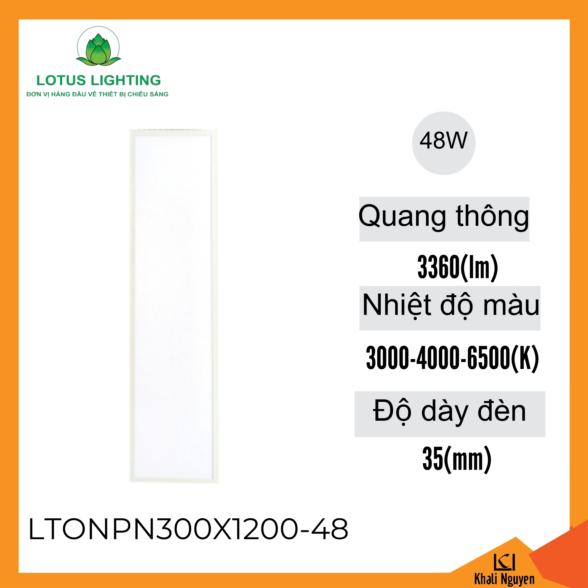 Đèn led panel ốp nổi 300*1200 48W Lotus Lighting LTONPN300X1200-48