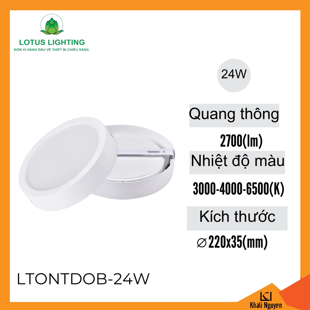 Đèn led ốp nổi tròn thân nhựa DOB 24W Lotus Lighting LTONTDOB-24W